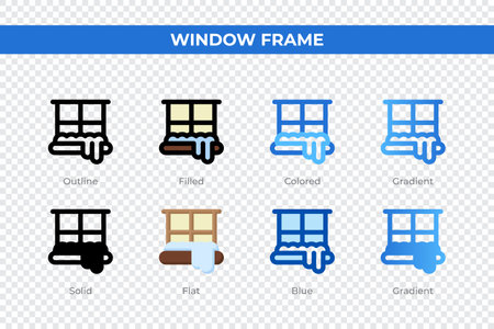 Window frame icons in different style. Window frame icons set. Holiday symbol. Different style icons set. Vector illustrationのイラスト素材