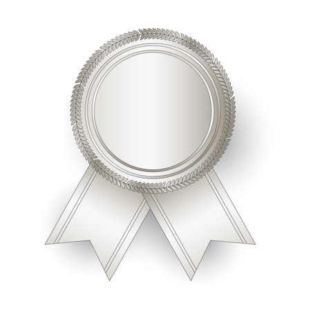 Vector silver seal with ribbons. Luxury seal. Blank silver seal. Vector illustrationのイラスト素材