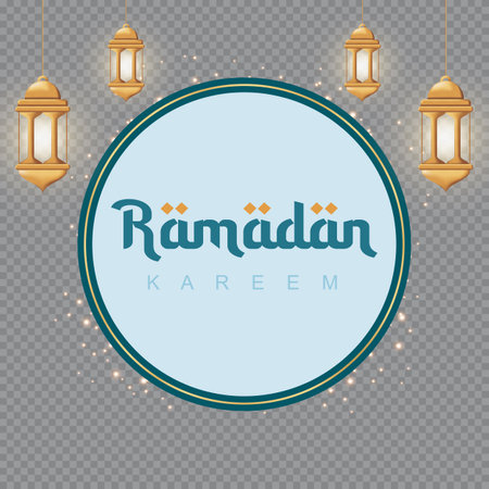 Ramadan kareem islamic banner design with lantern. Ramadan kareem greeting card. Islamic background. Vector illustrationのイラスト素材