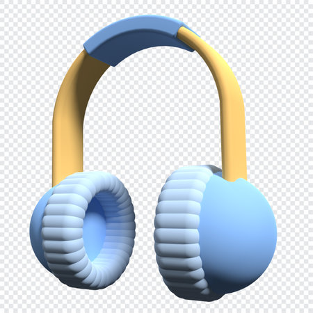 3d rendering headphones transparent background. Wireless headphones side view. 3d earmuffs illustration. Winter fluffy warm earmuffs. 3d render illustrationの写真素材