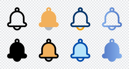 Notification bell icons in different style. Notification bell icons. Different style icons set. Vector illustrationのイラスト素材