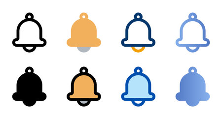 Notification bell icons in different style. Notification bell icons. Different style icons set. Vector illustrationのイラスト素材