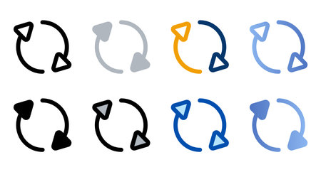Refresh icons in different style. Refresh icons. Different style icons set. Vector illustrationのイラスト素材