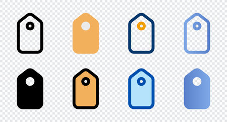 Tag icons in different style. Tag icons. Different style icons set. Vector illustrationのイラスト素材
