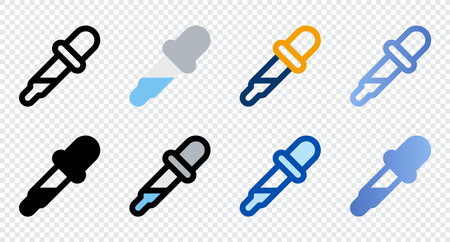 Color picker icons in different style. Color picker icons. Different style icons set. Vector illustrationのイラスト素材