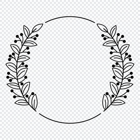 Hand drawn vector frame. Vintage laurel wreaths. Circular laurel foliate design element. Decorative elements for design. Vector illustrationのイラスト素材