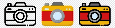 Camera icon set. Photo camera icon in different style. Photo camera in flat style. Photography...
