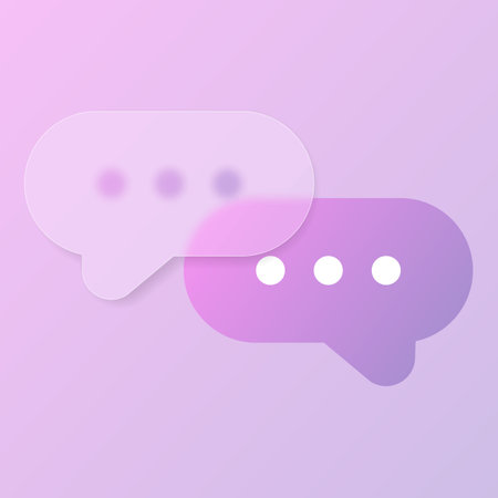 Chat glass morphism style icon. Chat transparent glass. Chat icon with purple gradientのイラスト素材
