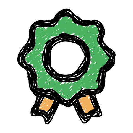 Badge icon. User interface concept. Badge doodle hand drawn icon. User interface icon hand drawing sketch symbolのイラスト素材