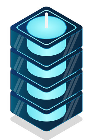 Isometric futuristic server. Isometric database or data center. Abstract blockchain. Computer storage. Cloud storage. Vector illustrationのイラスト素材