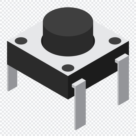 Push button electronic component. Push button icon. Isometric push button. Isometric electronic...