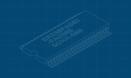 Microchip computer electronic component blueprint. Microchip icon. Isometric microchip. Computer...