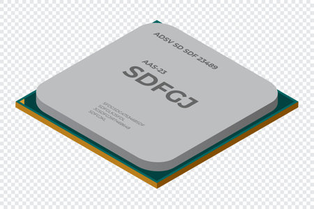 Isometric processor. Central processing unit or CPU. Computer hardware components. Semiconductor...