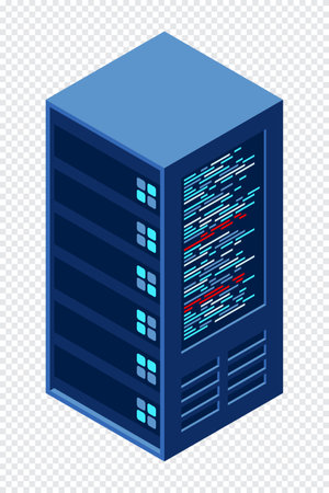 Isometric server equipment isolated background. Flat isometric 3d illustration cloud server. Datacenter storage. Isometric technologyのイラスト素材