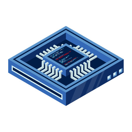 Isometric futuristic server. Isometric database or data center. Abstract blockchain. Computer storage. Cloud storage. Isometric technologyのイラスト素材
