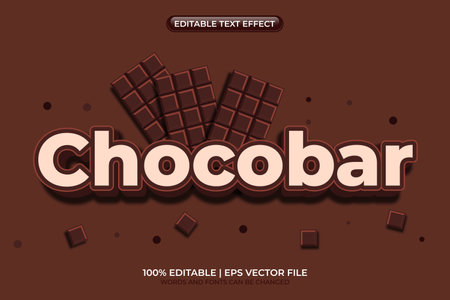 Choco bar editable text effect. Chocolate text style theme. Brown choco bar text effectのイラスト素材