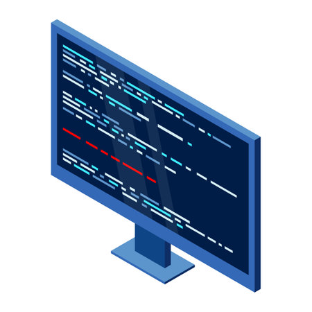 Isometric monitor. Computer monitor isometric desktop. Modern monitor. Isometric technologyのイラスト素材