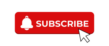 Red button subscribe of channel. Subscribe button in flat style. Subscribe red button and...