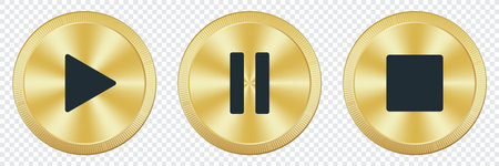 Play, pause, and stop buttons. Set of media player icons. Vector illustration