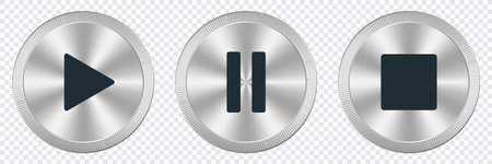 Play, pause, and stop buttons. Set of media player icons. Vector illustration