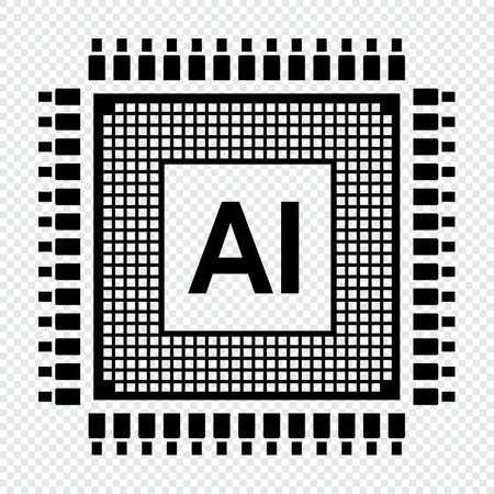 Artificial intelligence chip. AI processor concept. Futuristic microchip processor. AI chip symbol. Technology innovation concept. Vector illustrationのイラスト素材