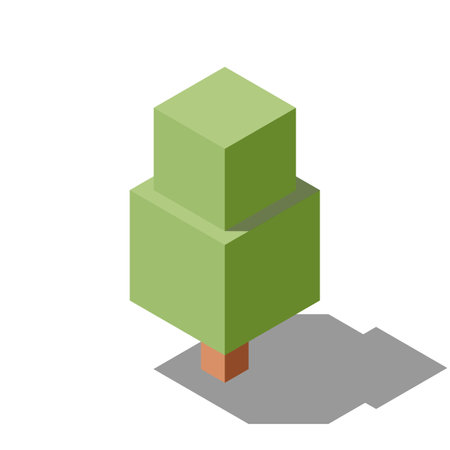 Isometric vector tree. Tree isometric elements. Isometric tree element for landscape design. Park elementのイラスト素材