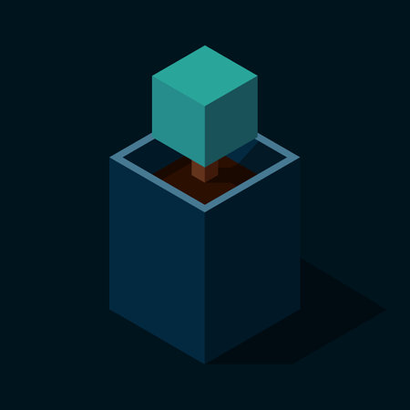 Isometric plant at night. Isometric potted plant illustration. Isometric vector tree. Tree isometric elements. Isometric vector illustrationのイラスト素材