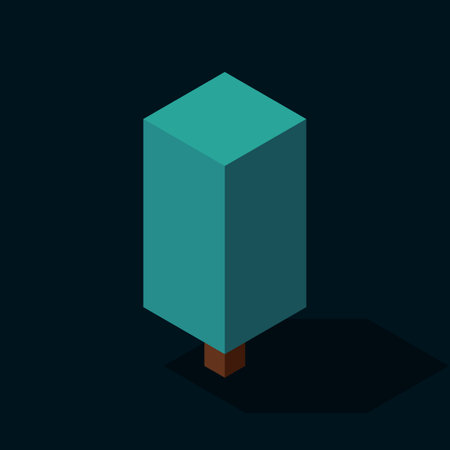 Isometric vector tree at night. Tree isometric elements. Isometric tree element for landscape design. Park elementのイラスト素材