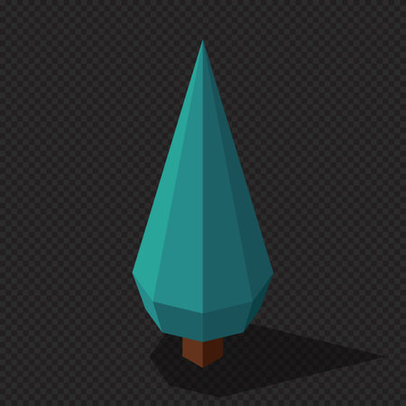 Isometric vector tree at night. Tree isometric elements. Isometric tree element for landscape design. Park elementのイラスト素材