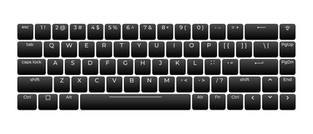 Computer keyboard button layout template with letters for graphic use. Modern computer keyboard. Vector illustrationのイラスト素材
