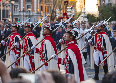 Following the Spanish tradition, this is the annual parade / procession of Christ of the Halberdiers...