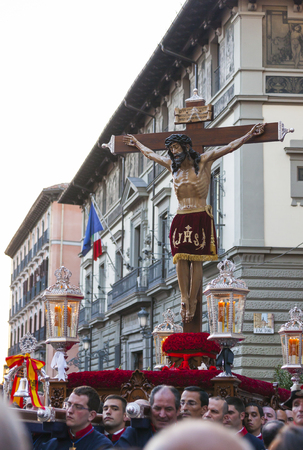 "Christ of the Alabarderos", in the procession of Holy Week in Madrid, April 13th, 2017のeditorial素材