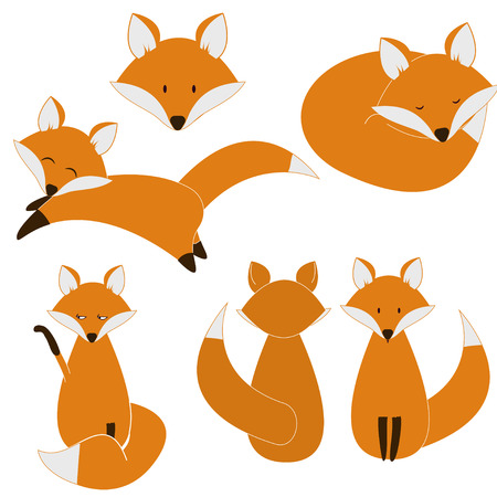 Cute fox set. vector eps8のイラスト素材