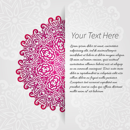 Lacy vector wedding card template  Romantic vintage wedding invitation  Abstract circle floral ornament  Good for birthday invitation or baby shower invitation  ethnic designのイラスト素材
