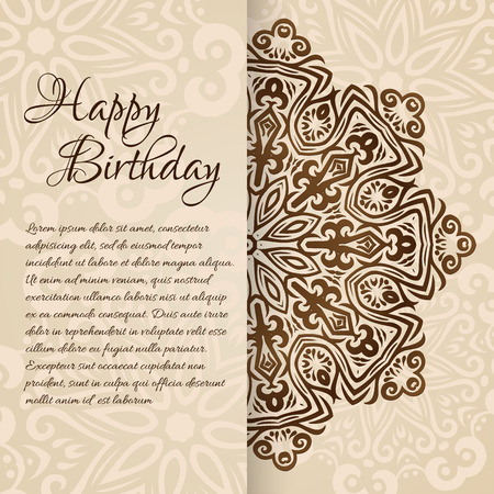 Lacy vector wedding card template  Romantic vintage wedding invitation  Abstract circle floral ornament  Good for birthday invitation or baby shower invitation  ethnic designのイラスト素材