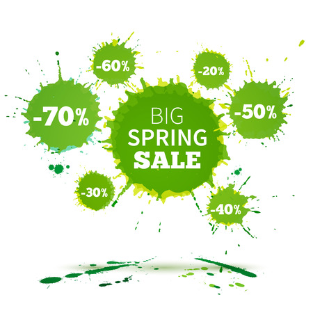 Big Spring Sale Poster design template. Watercolor vector illustrationのイラスト素材