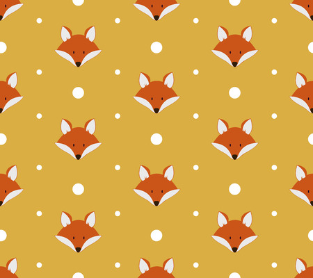 Seamless pattern with cute foxes. Vector illustrationのイラスト素材