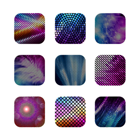Vector Fashion Disco Icon. Abstract geometric Disco icons for your app with square mosaic in bright colors.のイラスト素材