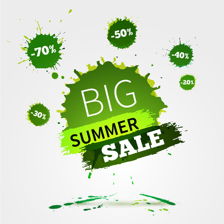 Vector watercolor banner with ink splashes. SALE poster. Vector illustrationのイラスト素材