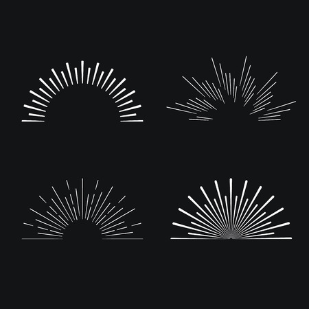 Set of vintage linear sunbursts. Vector illustrationのイラスト素材