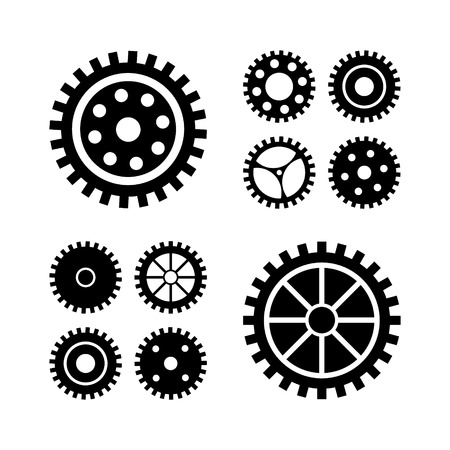 Vector black gears icons set. collection machine gear.のイラスト素材