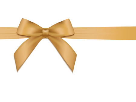 Shiny holiday gold satin ribbon on white background. Vectorのイラスト素材