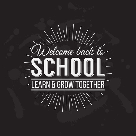 Back to School Calligraphic Designs Label On Chalkboard. Retro Style Elements. Vintage Vector Illustrationのイラスト素材