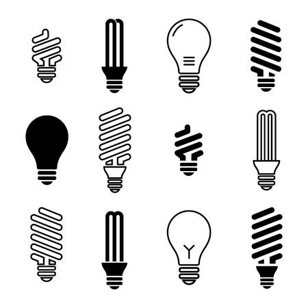 Light bulbs. Bulb icon set. Isolated on white background. Electricity savingのイラスト素材