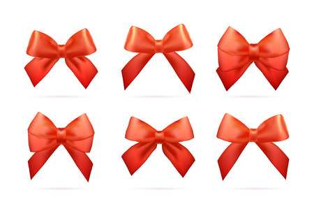 Big set of gold gift bows with ribbons. Vector illustration.のイラスト素材
