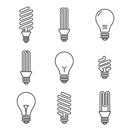Light bulbs. Bulb icon set. Isolated on white background. Electricity savingのイラスト素材