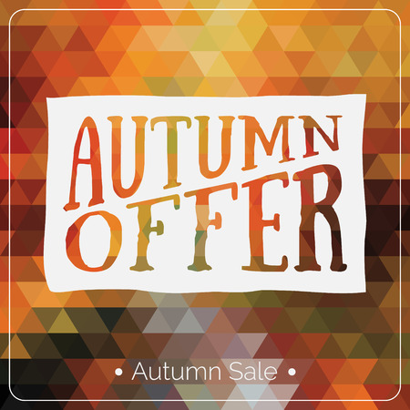Colorful geometric background card with autumn sale logo. Vintage autumn geometric clearance banner. Vector Orange Poster.のイラスト素材