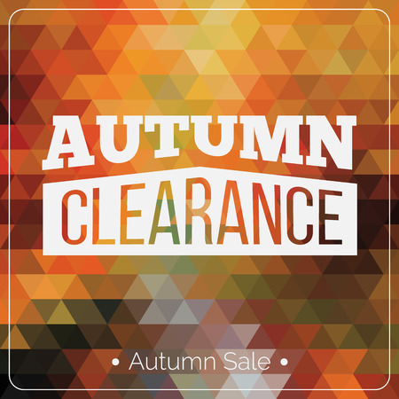 Colorful geometric background card with autumn sale logo. Vintage autumn geometric clearance banner. Vector Orange Poster.のイラスト素材