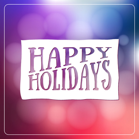 Merry Christmas and Happy New Year Calligraphic Design Label on defocus background. Holidays lettering for invitation, greeting card, prints and posters. Typographic design. Vector illustration.のイラスト素材