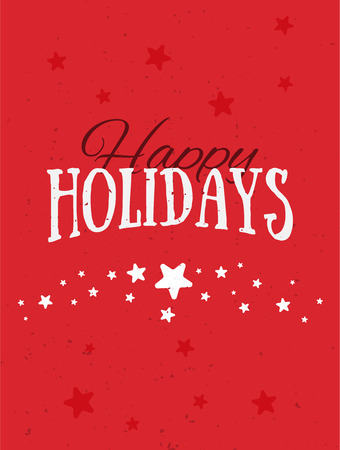 Colorful paper card with Happy Holidays, Merry Christmas and Happy New Year lettering. Christmas calligraphy logo. Vector banner. Xmas postcard. Knitted norwegian elementsの写真素材